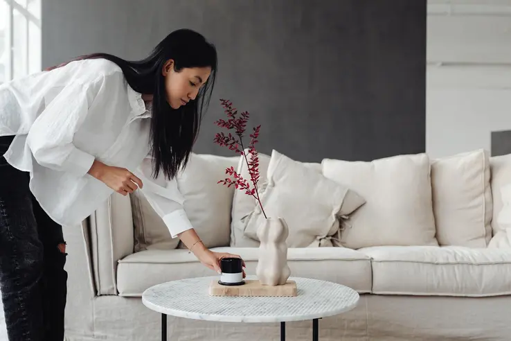 Scentrila candle arranged in a composed interior